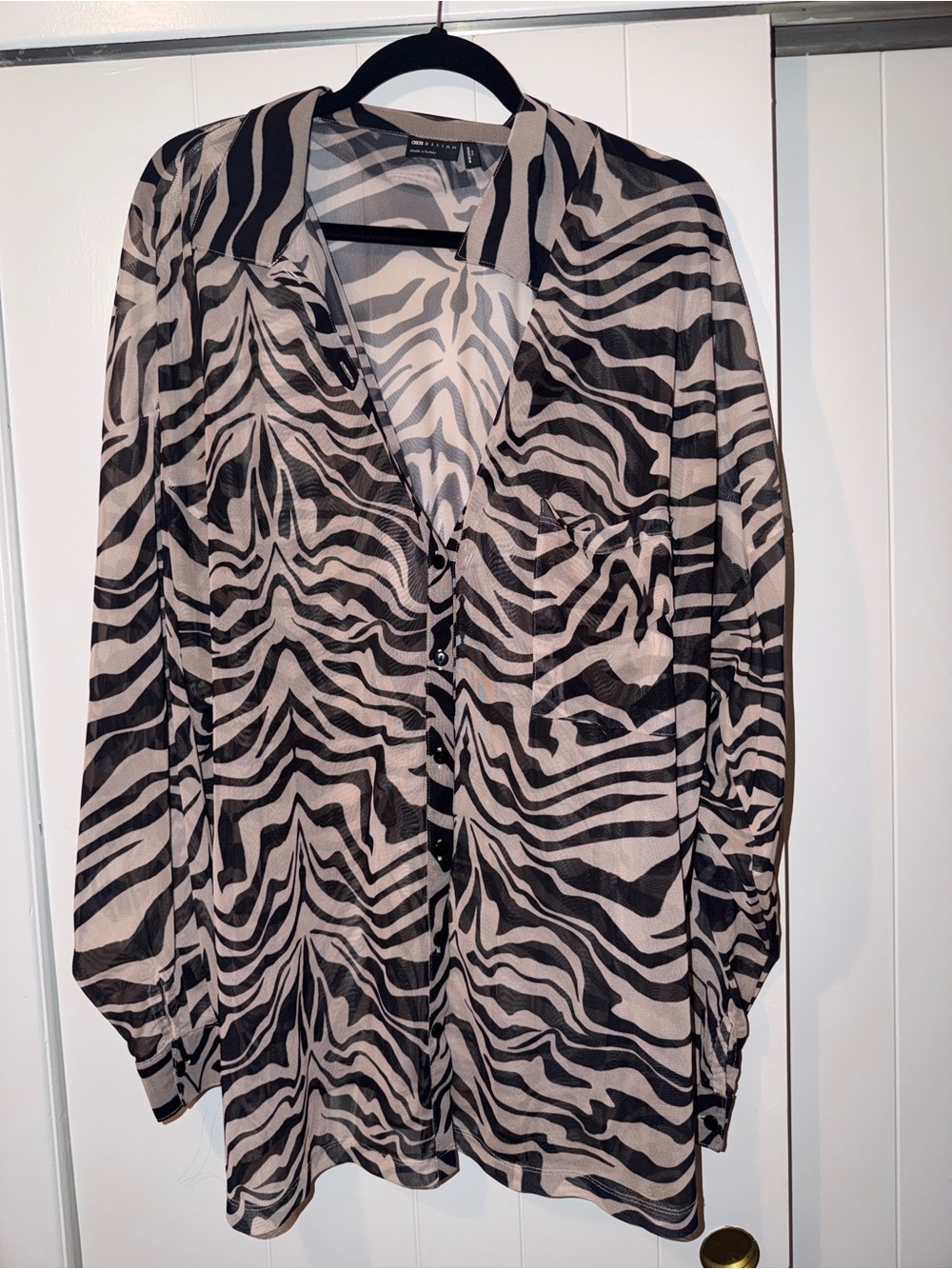 ASOS Curve Oversized Mesh Animal Print Blouse
